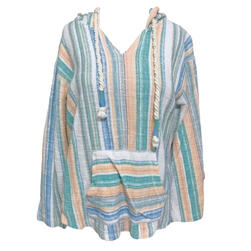 Southern Spirit Cotton Blend Hoodie Size Medium Striped V-Neck